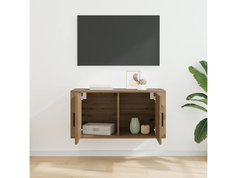  Meuble tv - banc tv - meuble de rangement mural 80 x 34,5 x 40 cm chêne artisanal  - Conforama D