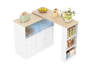Îlot de cuisine extensible 172x40x96 cm blanche avec led rgb et rangement