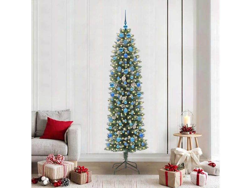 Sapin de noël - arbre de noël artificiel slim vert et blanc 210 cm  - Conforama B