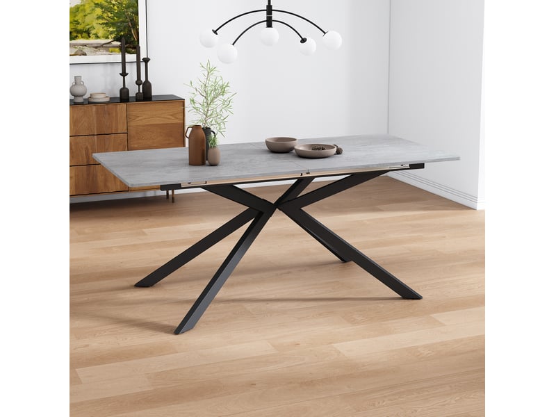  Table à manger extensible 180x70 cm design croisé mdf métal noir et gris  - Conforama E