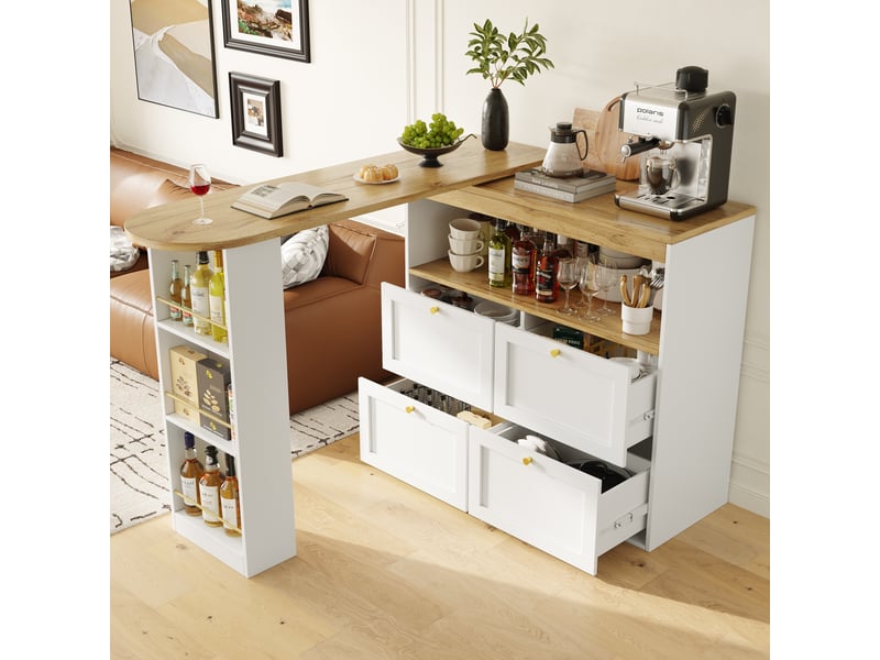  Bar blanc - 204cm table de bar blanc - Conforama B
