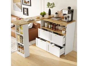Bar coloris blanc <strong>MERAX</strong> <strong>table de bar blanc</strong> - 204 cm