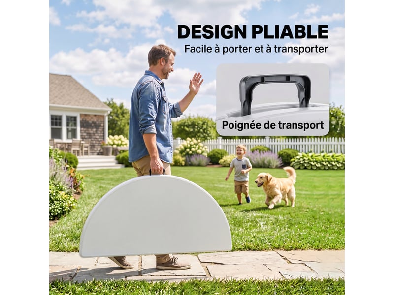  Table de jardin ronde pliante 6 personnes en métal et hdpe ø 122 cm  - Conforama D