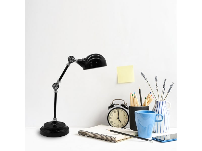  Lampe de bureau fabrilamp adal 1 x e14 noir chrome 48 x 15 x 32 cm articulée 161071009 - Conforama C