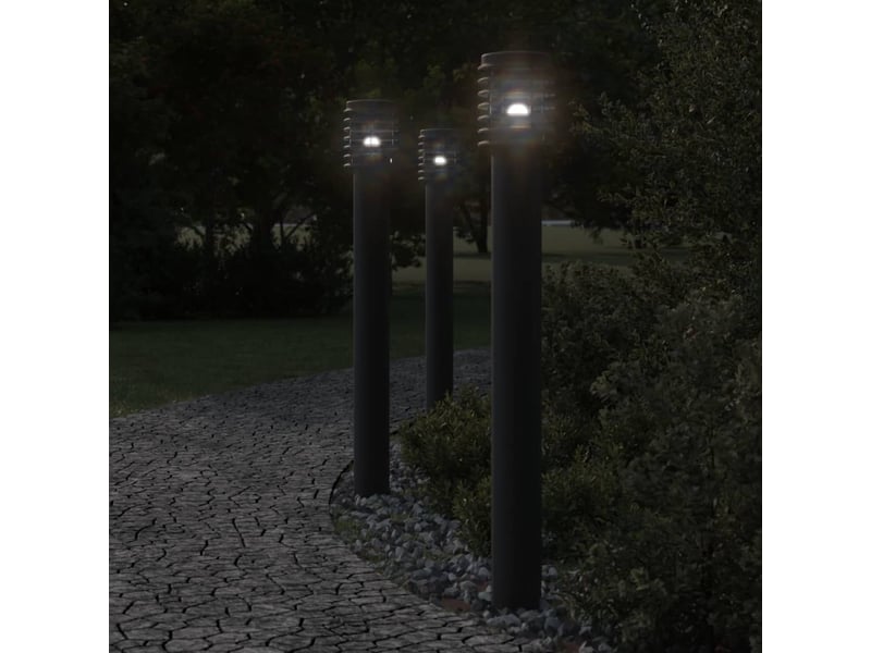  Lampadaire d'extérieur avec sortie 110 cm acier inoxydable noir 02_0042527  - Conforama B