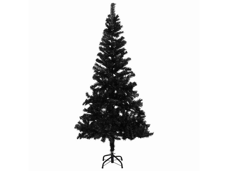  Sapin de noël, arbre de noël artificiel pré-éclairé et boules noir 150 cm pvc  - Conforama A
