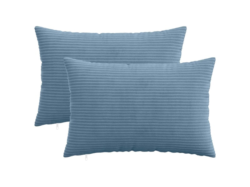  Lot de 2 housses de coussin heerlen bleu 50 x 70 cm velours côtelé cf49427  - Conforama B