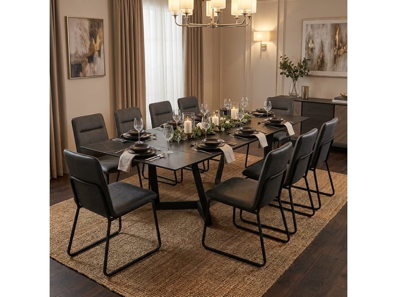 Table extensible en céramique et acier 160200240 x 91 mohill evo - effet marbre noir - Conforama B