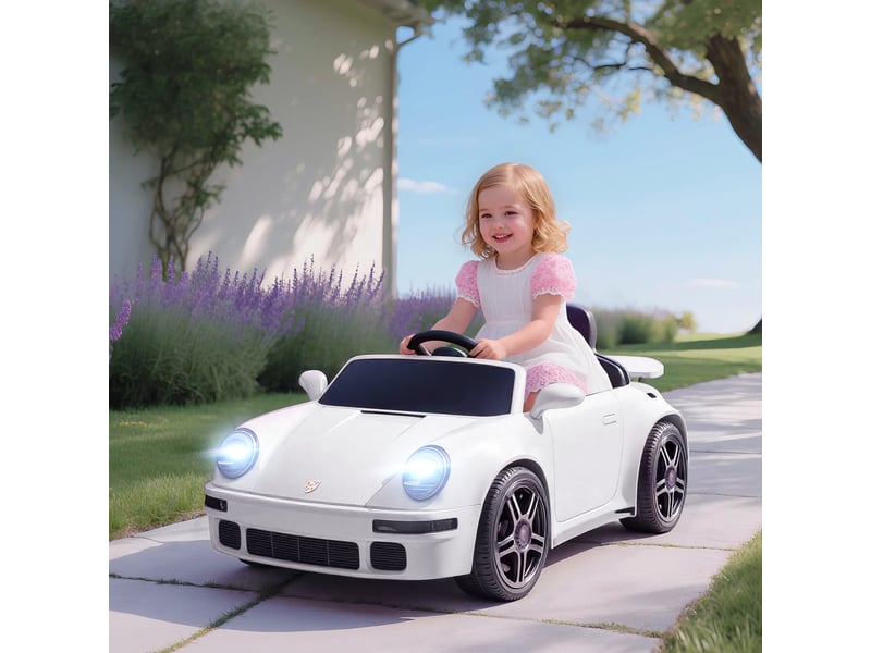 Voiture électrique enfants, véhicule électrique 12v, télécommande 2,4g, phares, musique, klaxon, 103 x 55 x 44 cm, blanc - Conforama C
