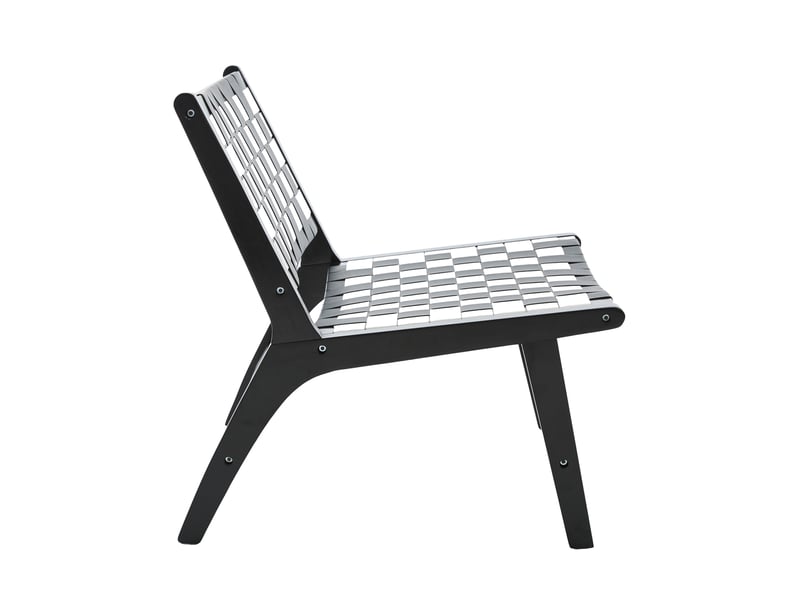 Fauteuil sans accoudoirs tressé 71x66x72 cm en pu noir et blanc  - Conforama D