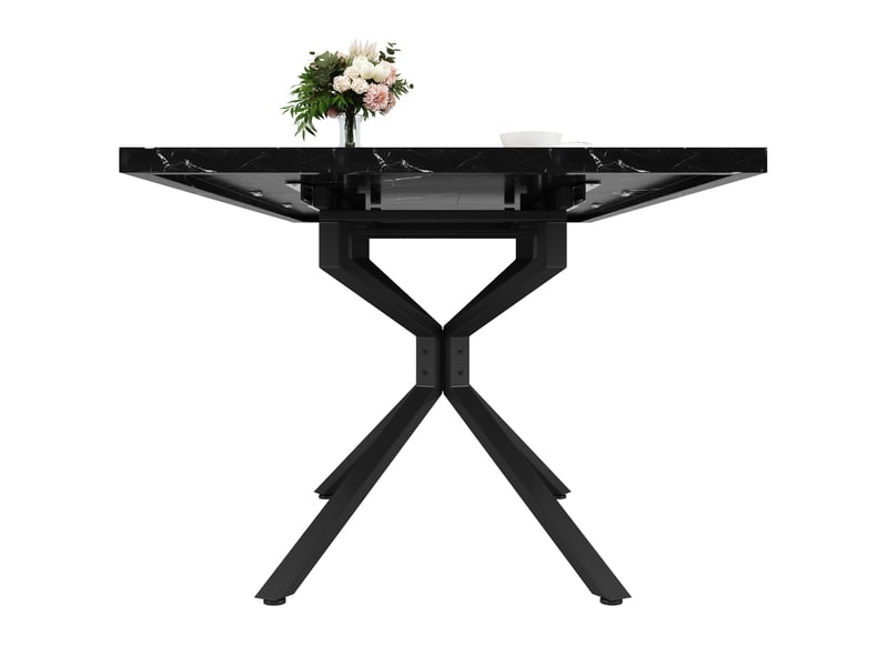  Table extensible effet marbre noir avec pied étoile, 120 à 160 cm Fay Lum - Conforama W