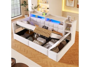 Lit banquette 90x200 cm <strong>SAPGAKS</strong>  <strong></strong> coloris blanc