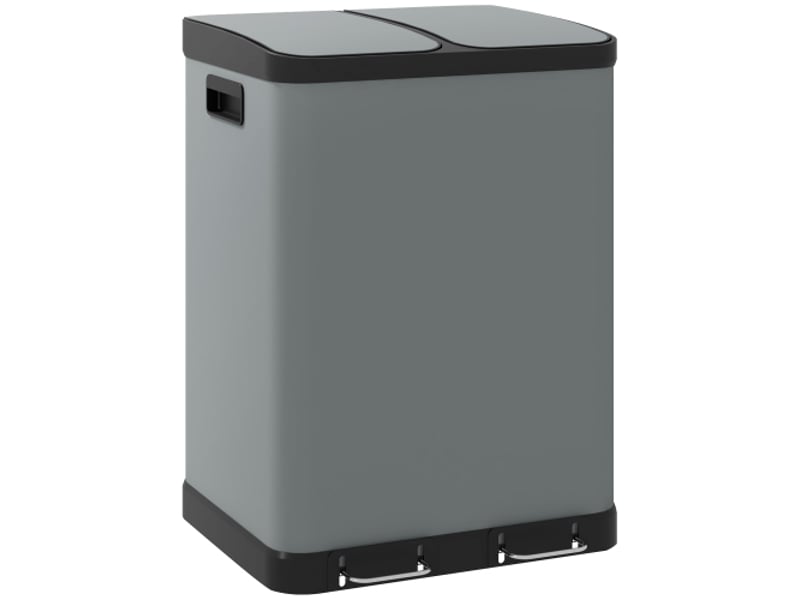  Poubelle à pédale 2x30 l en métal, couvercles et bacs intérieurs, 48,8x39,5x67 cm  - Conforama A