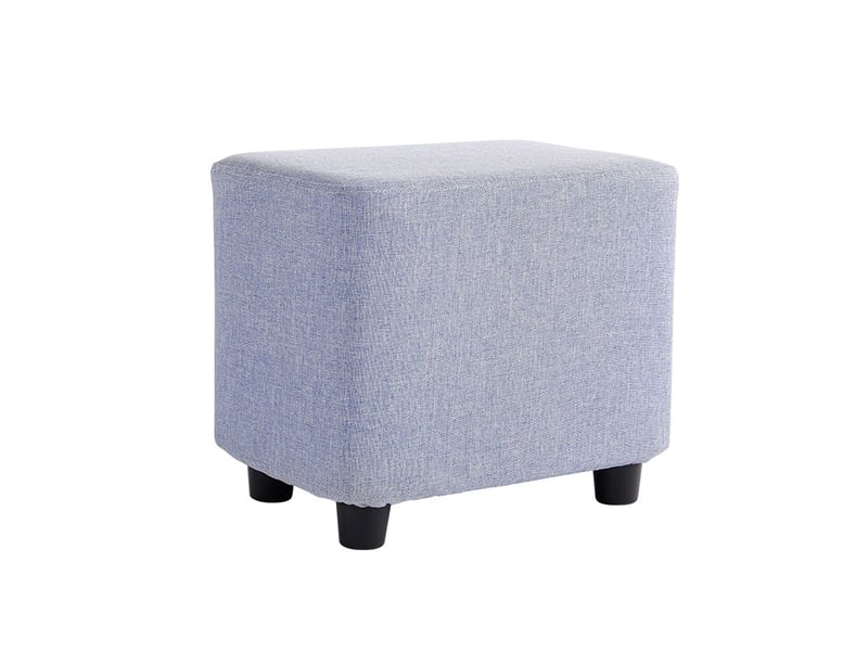  Pouf repose pied  pieds en bois 36x25x22cm bleu clair  - Conforama A
