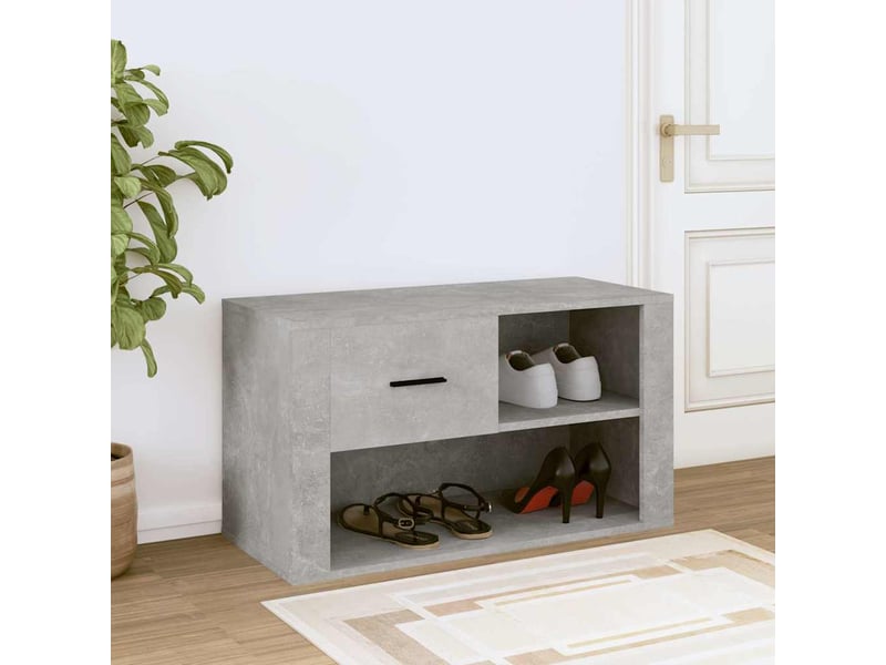  Meuble à chaussure, armoire à chaussures gris béton 80x35x45 cm bois d'ingénierie  - Conforama C
