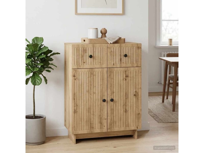  Buffet - bahut - meuble de rangement chêne artisanal 66 x 34,5 x 90 cm bois d'ingénierie  - Conforama B