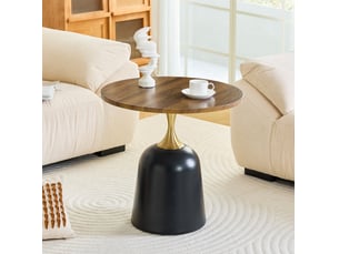 Table d’appoint ronde 60x60x58 cm en mélaminé noyer et noir