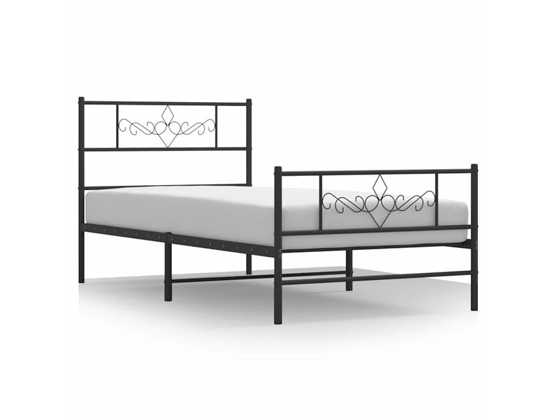  Lit simple- lit adulte -  cadre de lit métal sans matelas et pied de lit noir 100x200 cm  - Conforama A