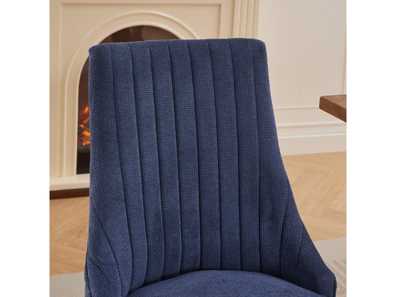  Lot de 2 chaises salle à manger en tissu, dossier capitonné, pieds bois courbés - chic et confortable  - Conforama D