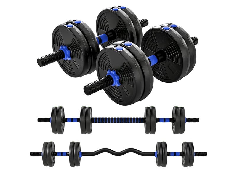  Kit haltères musculation haltères réglables 15 kg 3 en 1, ensemble de poids réglable avec barre d'extension noir  - Conforama A
