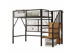 Lit mezzanine 90x200 cm <strong></strong>  <strong></strong> coloris noir