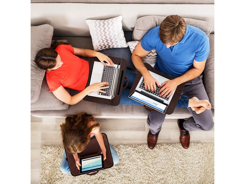 Duronic dml432 plateau pour ordinateur portable avec coussin en polystyrène ergonomique ; support pour tablette ; table à poser sur les genoux ; pour travail, lecture, dessin, devoirs, étude, films  - Conforama D