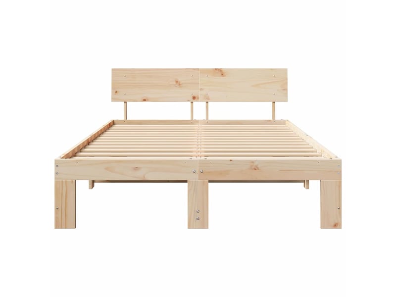  Lit double- lit adulte -  cadre de lit avec tête de lit naturel 135 x 190 cm pin massif  - Conforama D