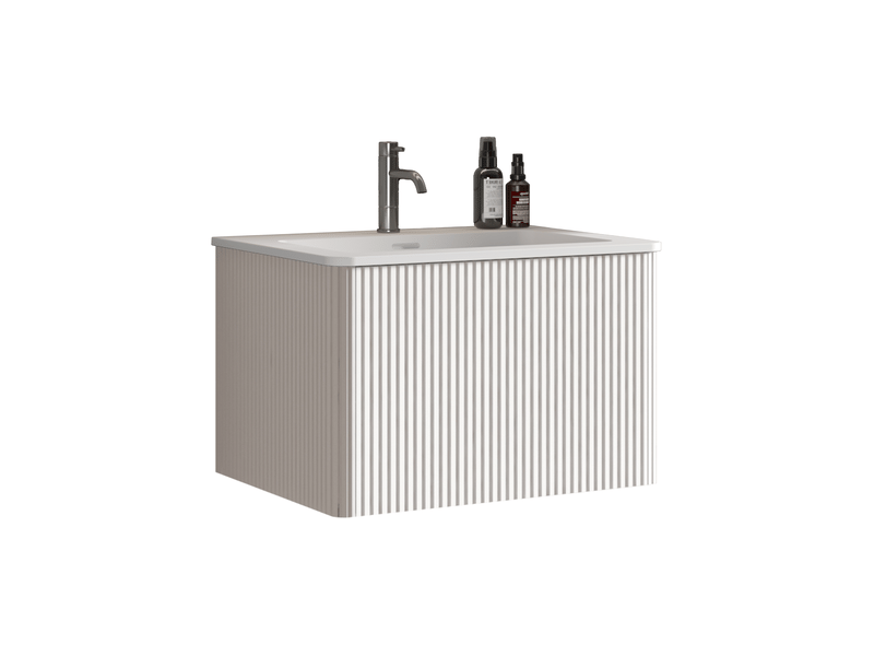  Meuble vasque suspendu 60 cm avec tiroir push open - meuble salle de bain prémonté blanc  - Conforama A