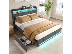 Lit coffre 140x200 cm LYCHOEEY   coloris gris