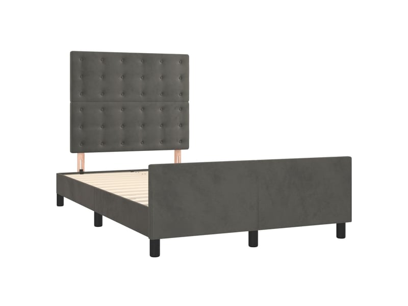  Lit double- lit adulte -  cadre de lit sans matelas gris foncé 120x190 cm velours  - Conforama B