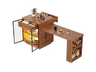 Îlot de cuisine extensible avec led 122-194,5x70x94 cm marron foncé