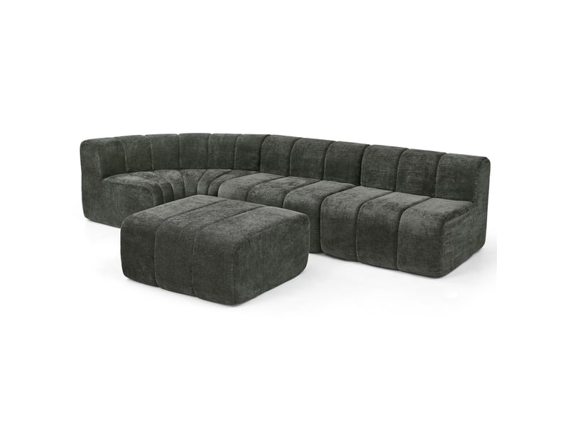 Canapé d'angle modulable 4 places en chenille noir - mousse haute résilience - modules indépendants combinables - Conforama A