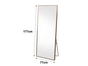 Miroir sur pied - 177 x 77 cm - or - miroir plein pied rectangulaire grand format, cadre minimaliste, design moderne et élégant