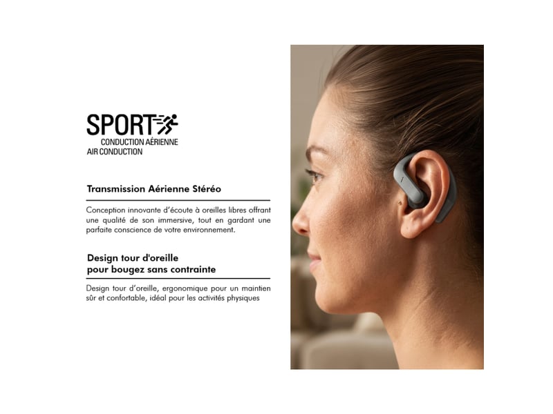  Écouteurs sans fil airsport ii à conduction aérienne avec enc son immersif force play gris FPYOWSAIRSPORT2RG - Conforama C