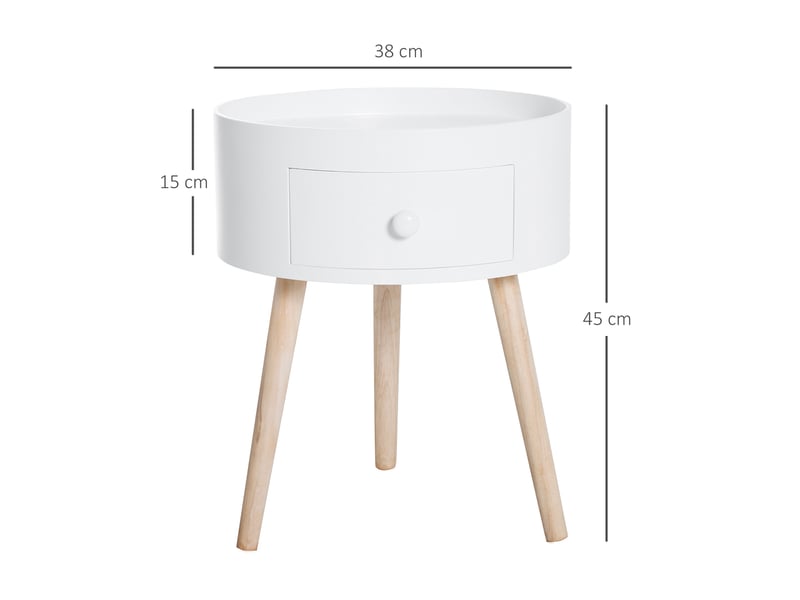  Table basse ronde avec tiroir en bois blanc  - Conforama C