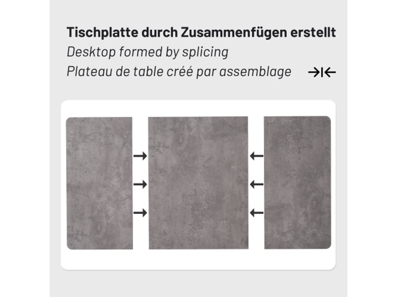  Table de séjour rectangulaire fixe gris - 80x140-140max. Cm mdf table gris - Conforama D