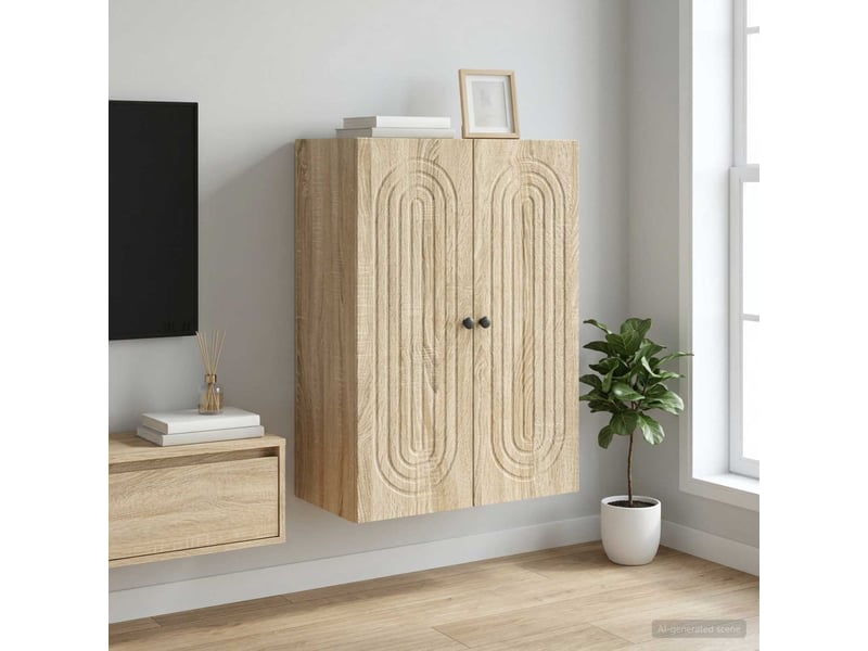  Armoire murale salon chêne sonoma 66x34,5x90cm bois d'ingénierie shl128  - Conforama B