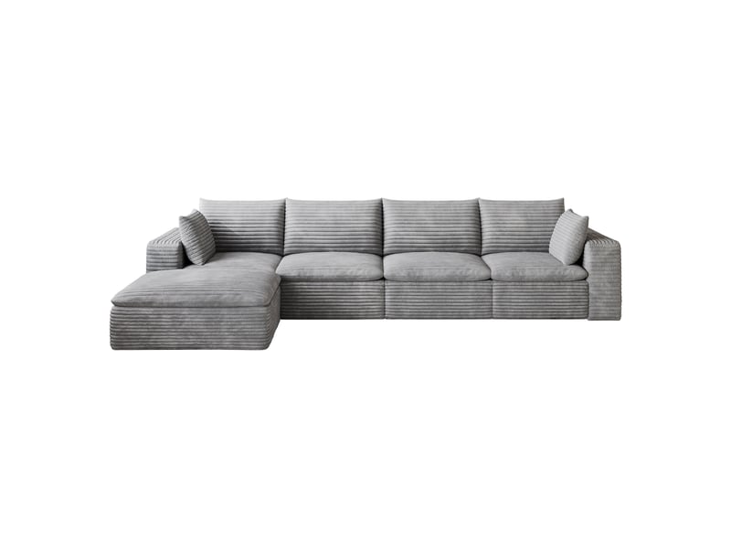 Canapé modulaire sans montage avec rembourrage amovible - soutien en mousse, tissu gris 340 cm - Conforama A