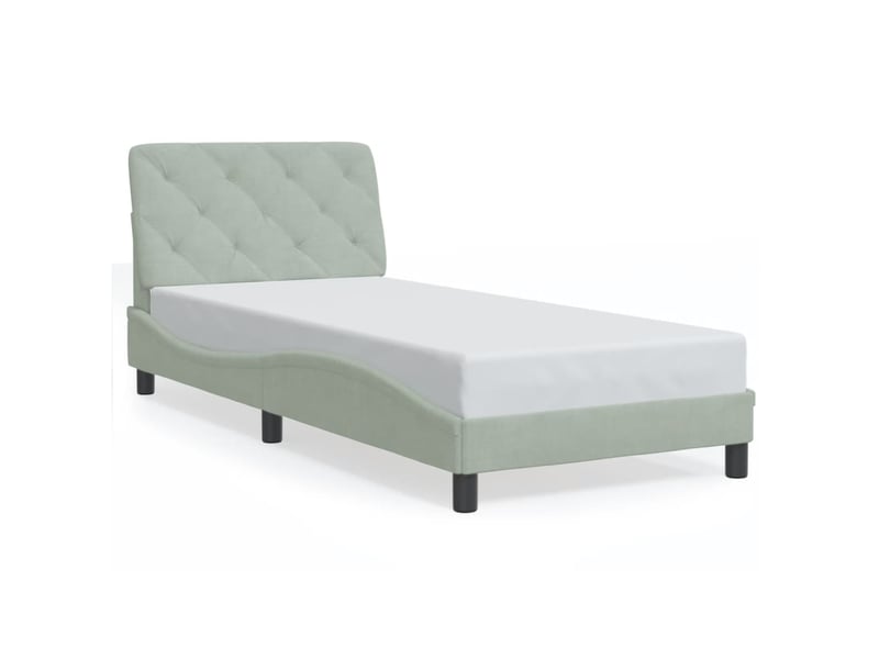  Lit simple- lit adulte -  cadre de lit avec led sans matelas gris clair 80x200 cm velours  - Conforama D