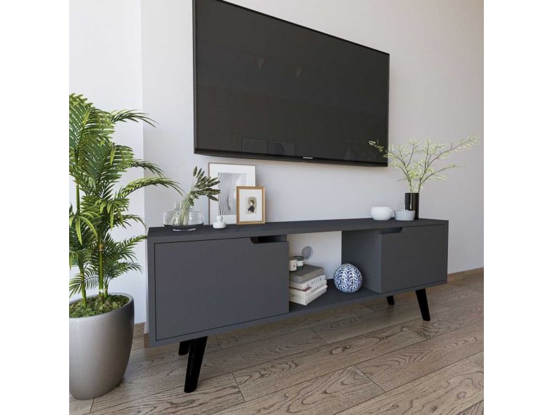 Meuble tv 2 portes en aggloméré siena anthracite  - Conforama B