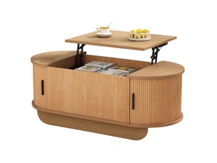 Table basse ovale coloris bois clair HAVRYA  - 50 cmx110 cm