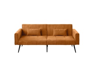 Canapé modulable tissu orange 175x71x71 cm - canapé lit pliable design moderne avec pieds métal pour salon et chambre