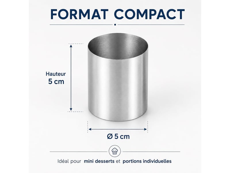  Cercles à pâtisserie inox lot de 15 - ø 5 x h 5 cm cercles à mousse sans fond pour mini entremets, gâteaux individuels, tartares et dressage de table Cake tin - Conforama B