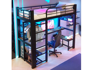 Lit mezzanine 90x200 cm <strong>MODENVIE</strong>  <strong></strong> coloris noir