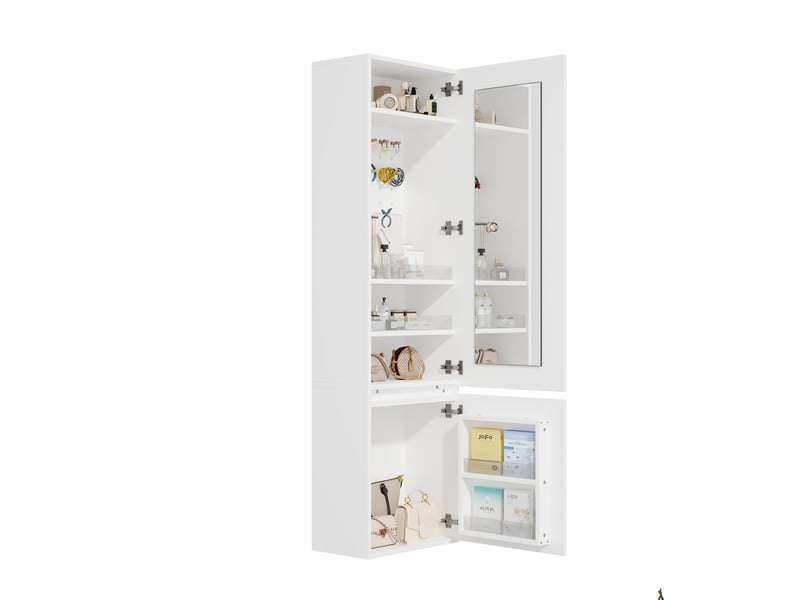  Armoire avec coiffeuse intégrée et miroir, armoire penderie blanche 120x200 cm avec tringle et tiroirs pour chambre  - Conforama A