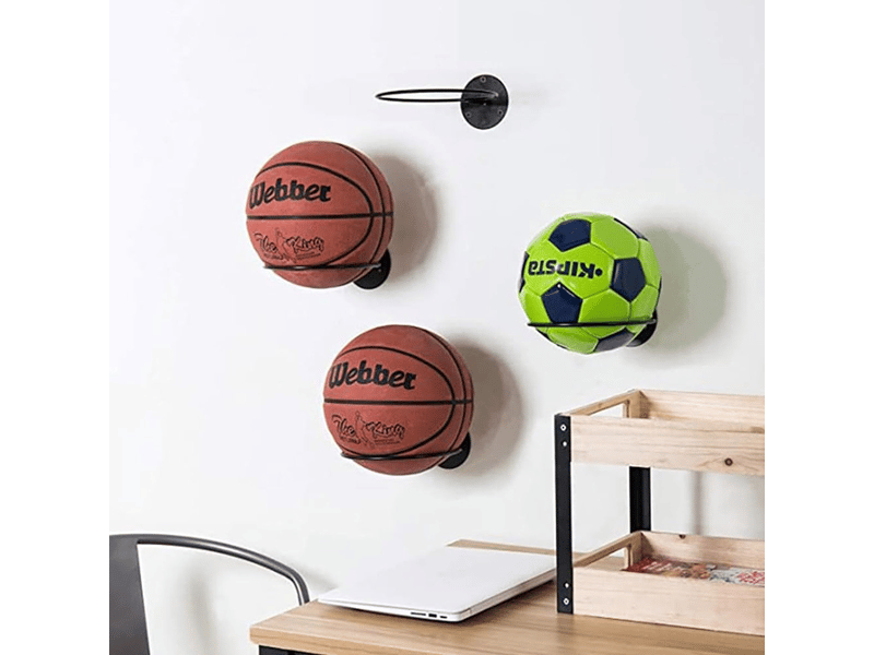  4 pièces - support de ballon - support mural - support de ballon de sport - pour ballons de basket, football, volley-ball - noir - 23,5*6  - Conforama C