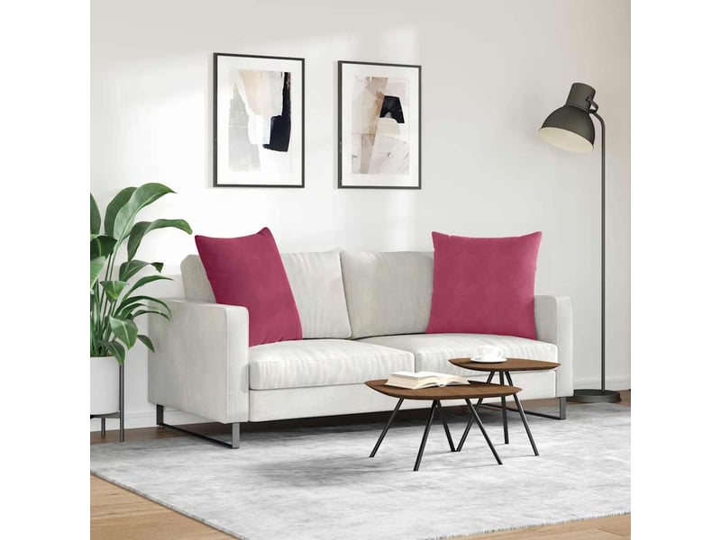 Lot de 2 coussins de canapé, coussins décoratifs bordeaux 80 x 80 cm cf59035 - Conforama D
