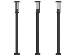 Lampadaires d'extérieur 3 pcs 100 cm acier inoxydable noir 02_0042545