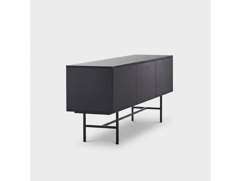 Meuble tv moderne avec 3 portes noir enova  - Conforama C