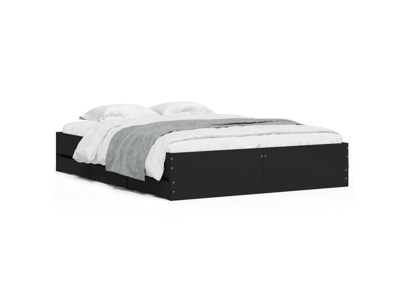  Lit double- lit adulte -  cadre de lit avec tiroirs sans matelas noir 150x200 cm  - Conforama A